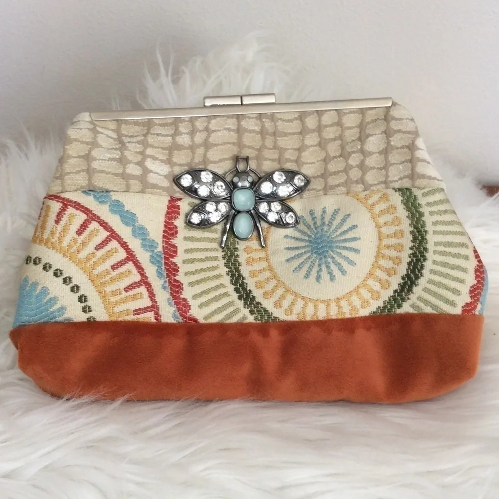 NWT Boho Fly Designs Fabric Clutch